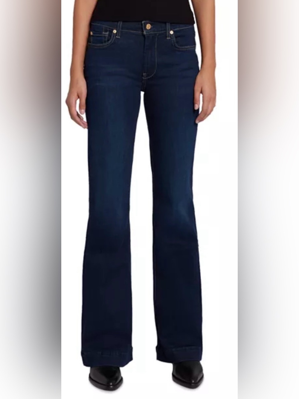 7 For All Mankind Blue Kimmie Midrise Bootcut Jeans in Dark Wash 29/34